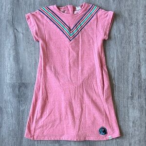 Deux Par Deux Pink Stripe V-Neck Shift Dress